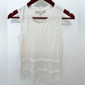 Ann Taylor Loft multi layered tank top, in white. Size Small